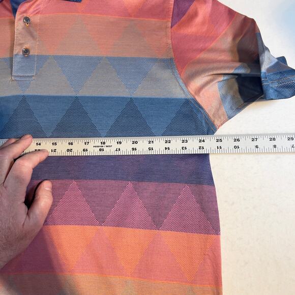 Reel Polo Shirt Men's XL 100% Double Mercerized Cotton Gradient Aztec Geometric - Picture 5 of 9